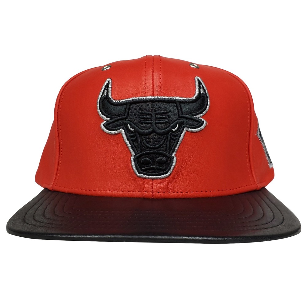 Chicago Bulls Mitchell & Ness NBA Snapback 3D Logo‎ Red Black Leather New